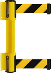 Tensator - 16.64" High x 89" Long x 3" Wide Barrier Dual Line Wall Mount - Steel, Yellow Powdercoat Finish, Yellow, Use with 898 Wall Receiver - Makers Industrial Supply