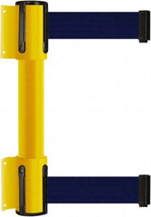 Tensator - 16.64" High x 156" Long x 3" Wide Barrier Dual Line Wall Mount - Steel, Yellow Powdercoat Finish, Yellow, Use with 898 Wall Receiver - Makers Industrial Supply