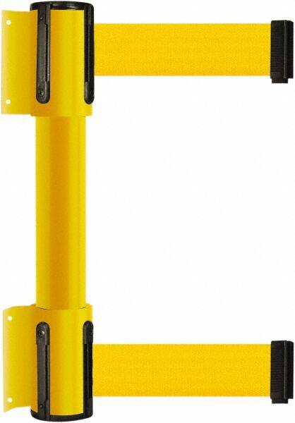 Tensator - 16.64" High x 89" Long x 3" Wide Barrier Dual Line Wall Mount - Steel, Yellow Powdercoat Finish, Yellow, Use with 898 Wall Receiver - Makers Industrial Supply