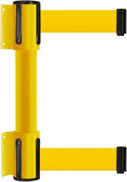 Tensator - 16.64" High x 156" Long x 3" Wide Barrier Dual Line Wall Mount - Steel, Yellow Powdercoat Finish, Yellow, Use with 898 Wall Receiver - Makers Industrial Supply