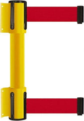 Tensator - 16.64" High x 89" Long x 3" Wide Barrier Dual Line Wall Mount - Steel, Yellow Powdercoat Finish, Yellow, Use with 898 Wall Receiver - Makers Industrial Supply