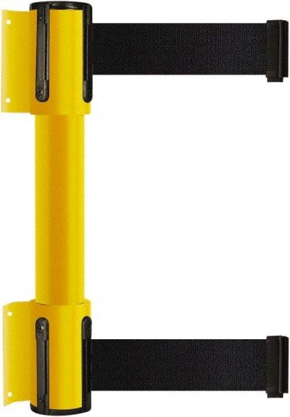 Tensator - 16.64" High x 156" Long x 3" Wide Barrier Dual Line Wall Mount - Steel, Yellow Powdercoat Finish, Yellow, Use with 898 Wall Receiver - Makers Industrial Supply