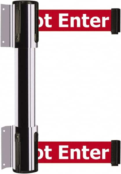 Tensator - 16.64" High x 89" Long x 3" Wide Barrier Dual Line Wall Mount - Steel, Polished Chrome Finish, Polished Chrome, Use with 898 Wall Receiver - Makers Industrial Supply