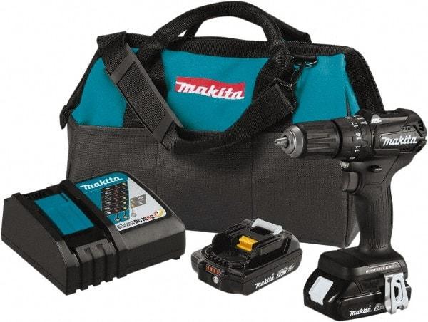 Makita - 18 Volt 1/2" Keyless Chuck Cordless Hammer Drill - 0 to 25,500 BPM, 0 to 1,700 RPM, Reversible - Makers Industrial Supply