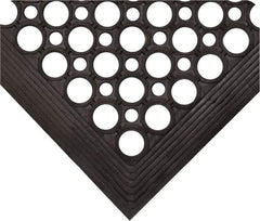 Wearwell - 5' Long x 3' Wide, Dry/Wet Environment, Anti-Fatigue Matting - Black, Natural Rubber with Rubber Base, Beveled on 4 Sides - Makers Industrial Supply