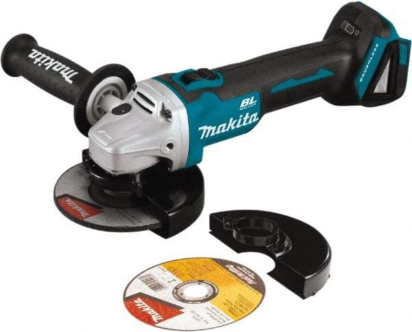 Makita - 5" Wheel Diam, 8,500 RPM, Cordless Angle & Disc Grinder - 5/8-11 Spindle, 18 Volts - Makers Industrial Supply