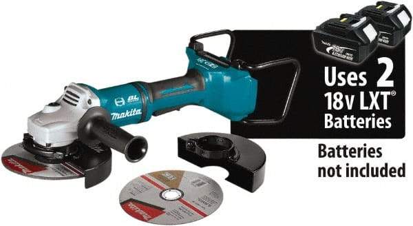 Makita - 7" Wheel Diam, 7,700 RPM, Cordless Angle & Disc Grinder - 5/8-11 Spindle, 18 Volts - Makers Industrial Supply