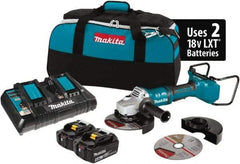 Makita - 7" Wheel Diam, 7,700 RPM, Cordless Angle & Disc Grinder - 5/8-11 Spindle, 18 Volts - Makers Industrial Supply