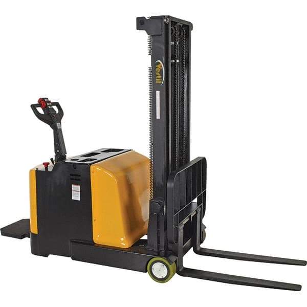 Vestil - 2,000 Lb Capacity, 118" Lift Height, Battery Powered Stacker - 2" Lowered Height, 36-1/4" Fork Length, 34" Overall Width - Makers Industrial Supply