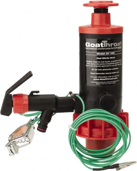 GoatThroat Pumps - 3/8" Outlet, 4 GPM, Polypropylene Hand Operated Transfer Pump - 56" OAL, For up to 55 Gal Drums, For Class I & II Flammable & Combustible Liquids - Makers Industrial Supply