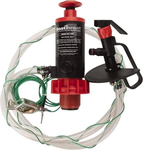 GoatThroat Pumps - 3/8" Outlet, 4 GPM, Polypropylene Hand Operated Transfer Pump - 56" OAL, For up to 55 Gal Drums, For Class I & II Flammable & Combustible Liquids - Makers Industrial Supply