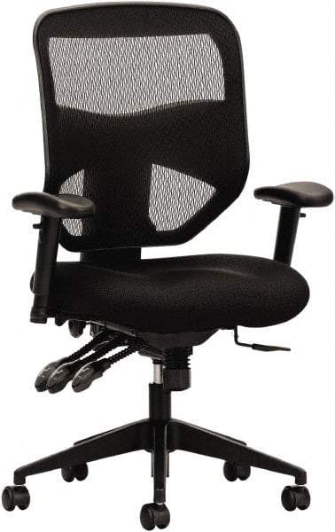 Basyx - 44-1/2" High High Back Chair - 30" Wide x 26" Deep, Padded Mesh Seat, Black - Makers Industrial Supply