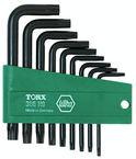 9 Piece - T8s; T9s; T10s; T15s; T20s; T25s; T27s; T30s; T40s - Black Finish Security - Torx Short Arm L-Key Set - Makers Industrial Supply