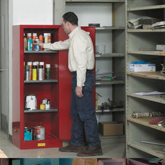 Justrite - 1 Door 3 Shelf 22 Gal Space Saver Safety Cabinet for Flammable Substances - Exact Industrial Supply