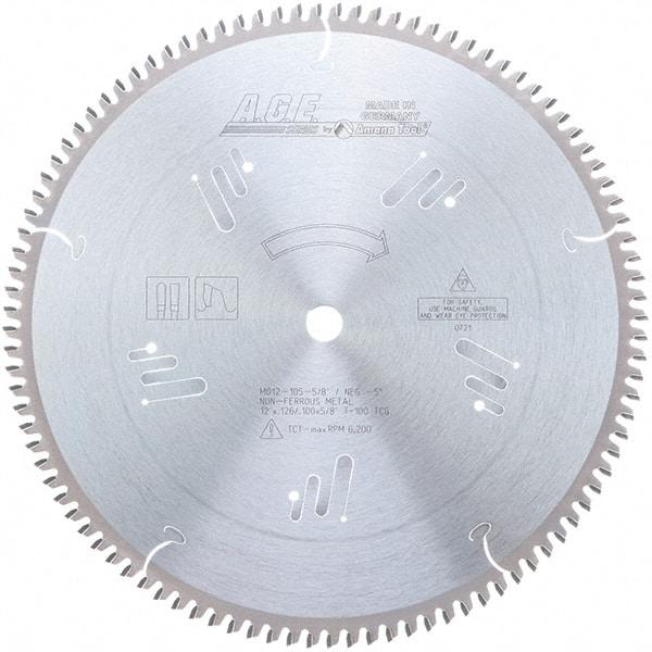 Amana Tool - 12" Diam, 5/8" Arbor Hole Diam, 100 Tooth Wet & Dry Cut Saw Blade - Carbide-Tipped, Clean Action, Standard Round Arbor - Makers Industrial Supply