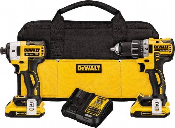 DeWALT - 20 Volt Cordless Tool Combination Kit - Includes Brushless Compact Drill/Driver & Impact Driver, Lithium-Ion Battery Included - Makers Industrial Supply