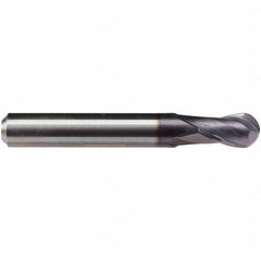 Emuge - 7mm Diam, 11mm LOC, 2 Flute Solid Carbide Ball End Mill - TiAlN Finish, Single End, 58mm OAL, 8mm Shank Diam, Ball Flute - Makers Industrial Supply