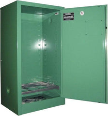 Securall Cabinets - 1 Door, Green Steel Standard Safety Cabinet for Flammable and Combustible Liquids - 44" High x 23" Wide x 18" Deep, Manual Closing Door, 3 Point Key Lock, D, E Cylinder Capacity - Makers Industrial Supply