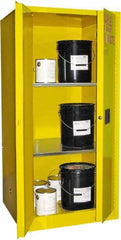 Securall Cabinets - 2 Door, 2 Shelf, Yellow Steel Standard Safety Cabinet for Flammable and Combustible Liquids - 65" High x 31" Wide x 31" Deep, Manual Closing Door, 3 Point Key Lock, 60 Gal Capacity - Makers Industrial Supply