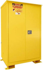 Securall Cabinets - 2 Door, 2 Shelf, Yellow Steel Standard Safety Cabinet for Flammable and Combustible Liquids - 69" High x 43" Wide x 31" Deep, Manual Closing Door, 3 Point Key Lock, 90 Gal Capacity - Makers Industrial Supply