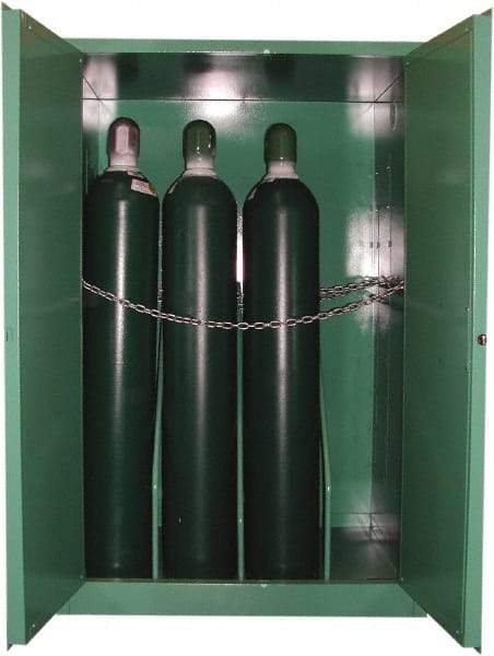 Securall Cabinets - 1 Door, Green Steel Standard Safety Cabinet for Flammable and Combustible Liquids - 65" High x 43" Wide x 34" Deep, Manual Closing Door, 3 Point Key Lock, H Cylinder Capacity - Makers Industrial Supply