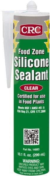 CRC - 10.1 oz Cartridge Clear Hydroxy-Terminated Polydimethylsiloxane/Silica Food Grade Silicone Sealant - -70 to 400°F Operating Temp, 60 min Tack Free Dry Time, 24 hr Full Cure Time - Makers Industrial Supply