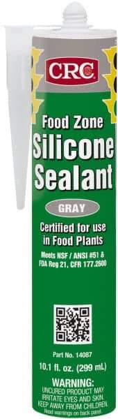 CRC - 10.1 oz Cartridge Gray Hydroxy-Terminated Polydimethylsiloxane/Silica Food Grade Silicone Sealant - -70 to 400°F Operating Temp, 60 min Tack Free Dry Time, 24 hr Full Cure Time - Makers Industrial Supply