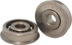 USDI - 1 Row, 2-1/8" OD, 1/2" Bore Diam, Round Open Conveyor Roller Bearing - 330 Lb Capacity, 550 Max RPM, with Flange, Steel with Steel Housing - Makers Industrial Supply