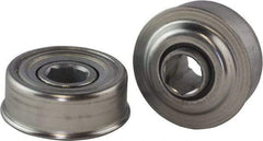 USDI - 1 Row, 2.265" OD, 11/16" Hex Single Seal Conveyor Roller Bearing - 425 Lb Capacity, 550 Max RPM, with Flange, Steel with Zinc Housing - Makers Industrial Supply