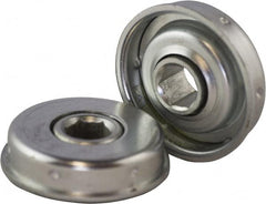 USDI - 1 Row, 1.668" OD, 7/16" Hex Open Conveyor Roller Bearing - 140 Lb Capacity, 550 Max RPM, with Flange, Steel with Zinc Housing - Makers Industrial Supply