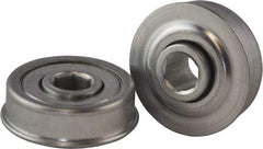 USDI - 1 Row, 1.628" OD, 7/16" Hex Open Conveyor Roller Bearing - 125 Lb Capacity, 550 Max RPM, with Flange, Steel with Zinc Housing - Makers Industrial Supply