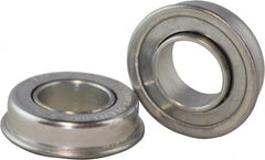 USDI - 1 Row, 2" OD, 1-1/64" Bore Diam, Round Double Seal Conveyor Roller Bearing - 350 Lb Capacity, 550 Max RPM, with Flange, Steel with Zinc Housing - Makers Industrial Supply