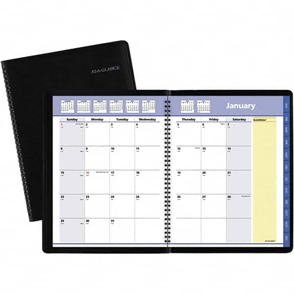 AT-A-GLANCE - 12 Sheet, 8-1/4 x 10-7/8", Monthly Planner - Black - Makers Industrial Supply