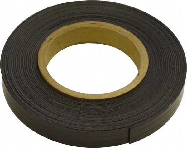 Mag-Mate - 300" Long x 1/2" Wide x 1/16" Thick Flexible Magnetic Strip - 6 Lb Max Pull Force, 3 Linear Ft/Lb Magnetic Pull Force, Plain Back, Dark Brown - Makers Industrial Supply