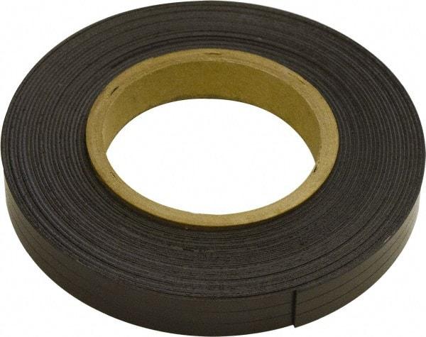 Mag-Mate - 300" Long x 3/4" Wide x 1/16" Thick Flexible Magnetic Strip - 10 Lb Max Pull Force, 5 Linear Ft/Lb Magnetic Pull Force, Plain Back, Dark Brown - Makers Industrial Supply