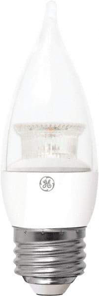 GE Lighting - 4 Watt LED Decorative Medium Screw Lamp - 2,700°K Color Temp, 300 Lumens, 120 Volts, Dimmable, Candle, 15,000 hr Avg Life - Makers Industrial Supply