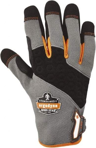 Ergodyne - Size M (8) Polyester Blend Work Gloves - For Mechanic's & Lifting, Uncoated, Hook & Loop Cuff, Full Fingered, Black/Gray, Paired - Makers Industrial Supply