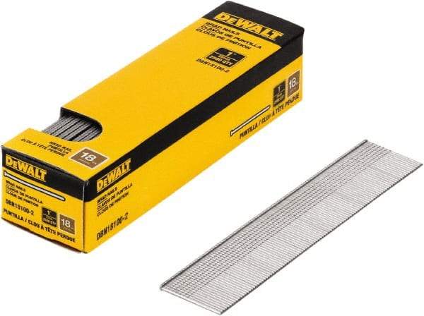 DeWALT - 18 Gauge 1" Long Brad Nails for Power Nailers - Steel, Bright Finish, Smooth Shank, Straight Stick Collation, Brad Head, Chisel Point - Makers Industrial Supply