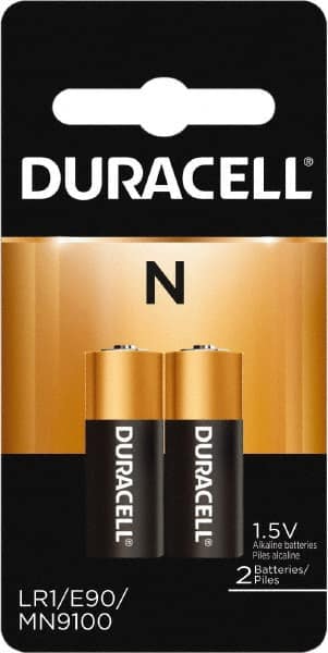 Duracell - Size N, Alkaline, 2 Pack, Standard Battery - 1.5 Volts, Button Tab Terminal, LR14, ANSI 910A Regulated - Makers Industrial Supply