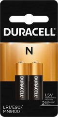 Duracell - Size N, Alkaline, 2 Pack, Standard Battery - 1.5 Volts, Button Tab Terminal, LR14, ANSI 910A Regulated - Makers Industrial Supply