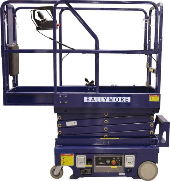 Ballymore - Cherry Pickers (Personal Lifts) Type: Drivable Mini Scissor Lift Type of Power: 12V DC - Makers Industrial Supply