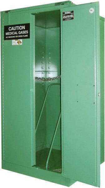 Securall Cabinets - 1 Door, Green Steel Standard Safety Cabinet for Flammable and Combustible Liquids - 46" High x 43" Wide x 18" Deep, Self Closing Door, 3 Point Key Lock, H Cylinder Capacity - Makers Industrial Supply