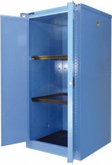 Securall Cabinets - 2 Door, 2 Shelf, Blue Steel Standard Safety Cabinet for Corrosive Chemicals - 67" High x 31" Wide x 31" Deep, Self Closing Door, 3 Point Key Lock, 60 Gal Capacity - Makers Industrial Supply