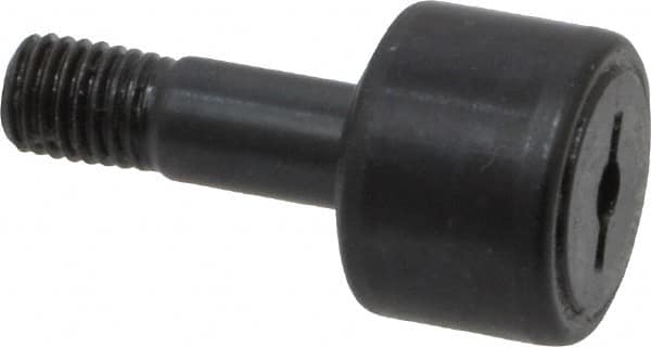 Accurate Bushing - 5/8" Roller Diam x 7/16" Width, 1/4" Stud Diam x 3/4" Length, Stud Cam Follower - Steel, 5/16" Thread Length, 1/4-28 Thread, 1-3/16" OAL, 1,320 Lb Dynamic Cap, 1,250 Lb Static Cap - Makers Industrial Supply