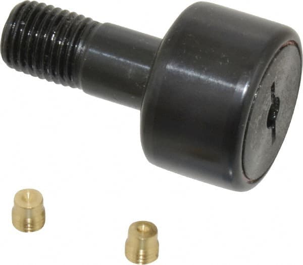 Accurate Bushing - 1" Roller Diam x 5/8" Width, 7/16" Stud Diam x 1" Length, Stud Cam Follower - Steel, 1/2" Thread Length, 7/16-20 Thread, 1-5/8" OAL, 3,030 Lb Dynamic Cap, 3,100 Lb Static Cap - Makers Industrial Supply