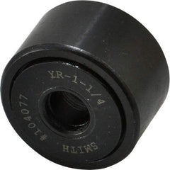 Accurate Bushing - 3/8" Bore, 1-1/4" Roller Diam x 3/4" Roller Width, Steel Yoke Cam Follower - 4,470 Lb Dynamic Load Capacity, 13/16" Overall Width - Makers Industrial Supply