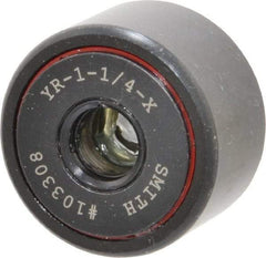 Accurate Bushing - 3/8" Bore, 1-1/4" Roller Diam x 3/4" Roller Width, Steel Yoke Cam Follower - 4,470 Lb Dynamic Load Capacity, 13/16" Overall Width - Makers Industrial Supply