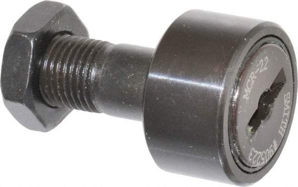 Accurate Bushing - 22mm Roller Diam x 12mm Width, 10mm Stud Diam x 23mm Length, Stud Cam Follower - Steel, 12mm Thread Length, M10x1 Thread, 36mm OAL, 5,700 N Dynamic Cap, 6,500 N Static Cap - Makers Industrial Supply