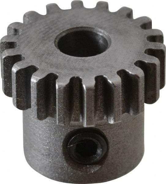 Boston Gear - 32 Pitch, 9/16" Pitch Diam, 18 Tooth Spur Gear - 0.188" Face Width, 3/16" Bore Diam, 0.45" Hub Diam, 14.5° Pressure Angle, Steel - Makers Industrial Supply