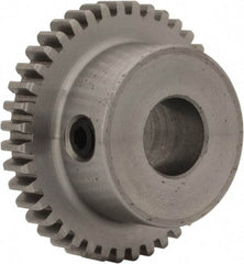 Boston Gear - 32 Pitch, 1-1/4" Pitch Diam, 40 Tooth Spur Gear - 0.188" Face Width, 3/8" Bore Diam, 0.88" Hub Diam, 14.5° Pressure Angle, Steel - Makers Industrial Supply